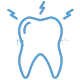 Blue tooth icon with lightning bolts indicating dental pain or sensitivity treatment