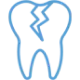 Cracked tooth icon representing dental damage and treatment services